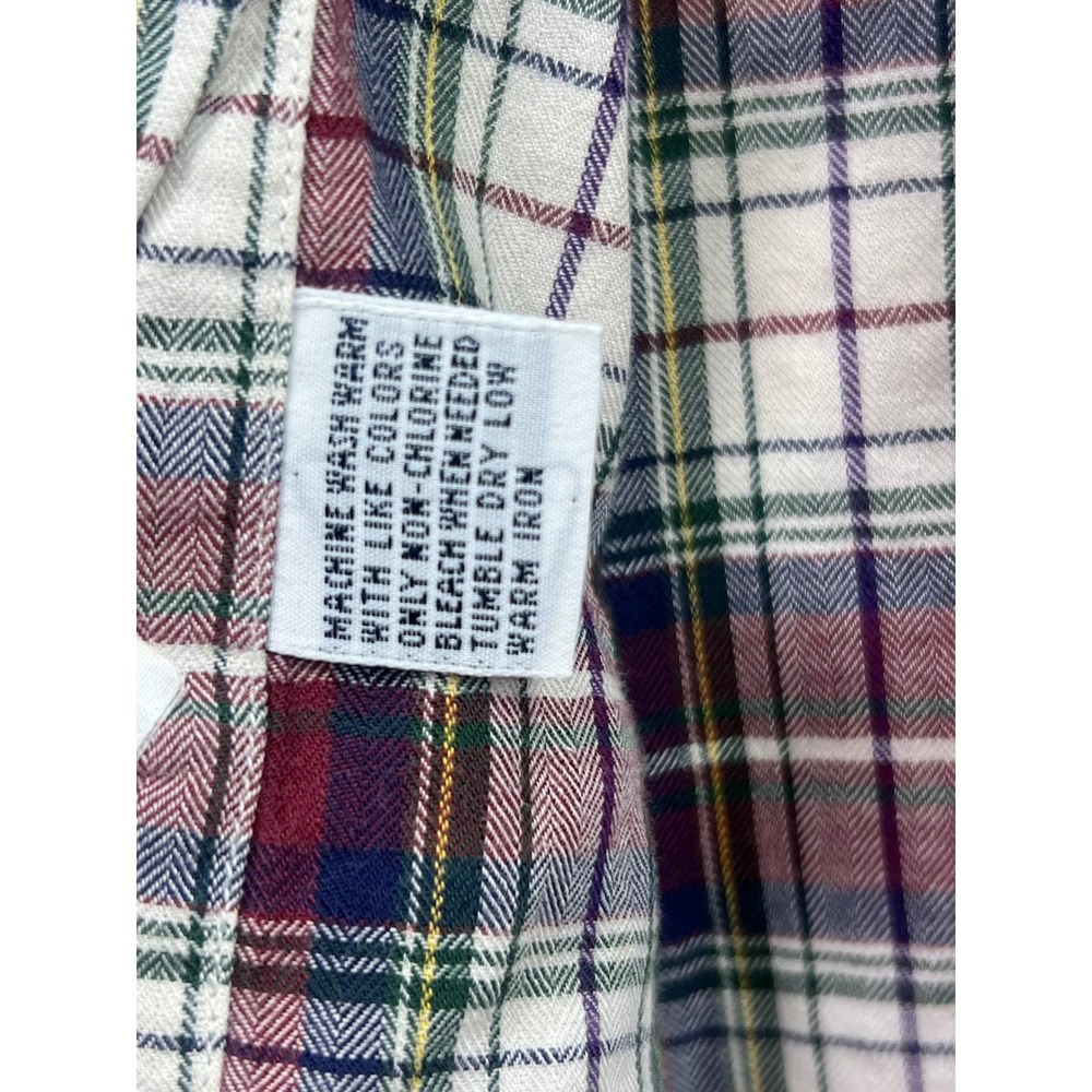 Vintage 80s 90s Brooks Brothers Plaid Flannel Sport Shirt Made Hong Kong OCBD - Picture 7 of 11